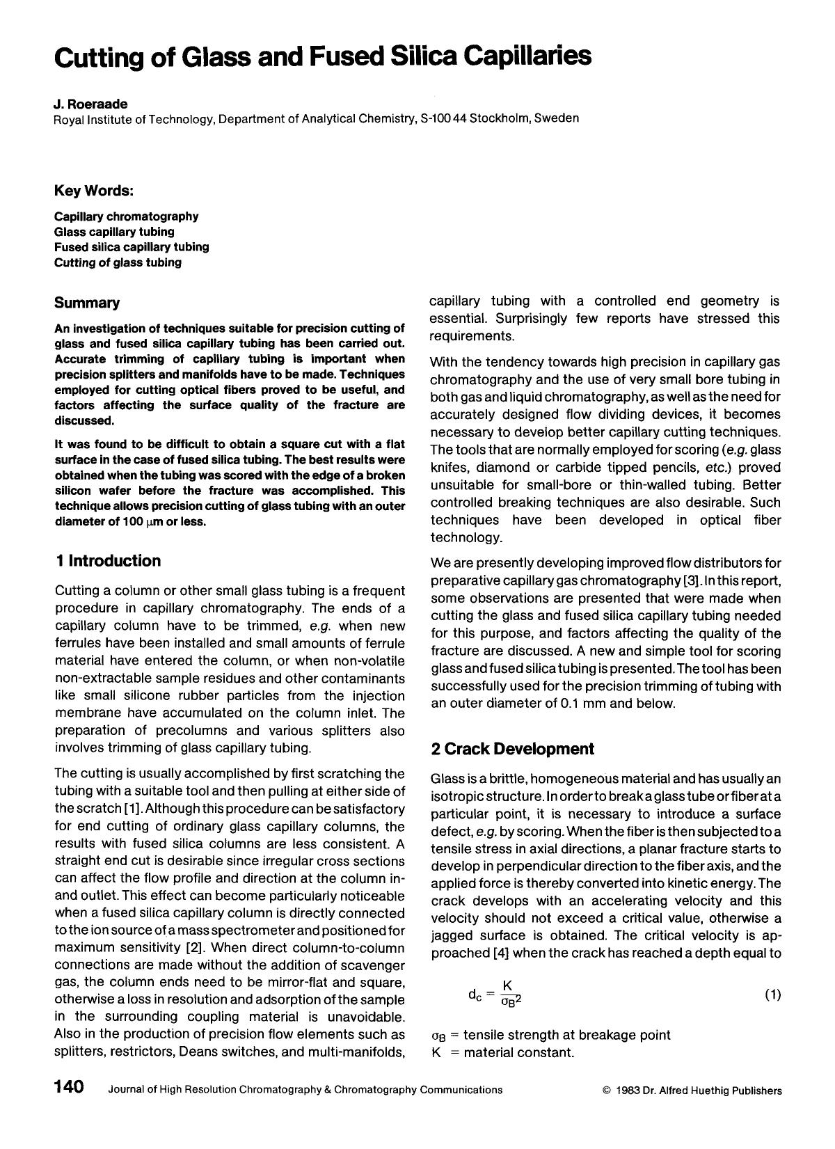Cutting of glass and fused silica capillaries by Unknown