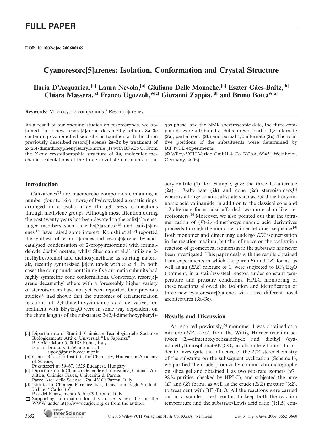 Cyanoresorc[5]arenes: Isolation, Conformation and Crystal Structure by Unknown