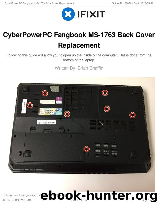 CyberPowerPC Fangbook MS-1763 Back Cover Replacement by Unknown