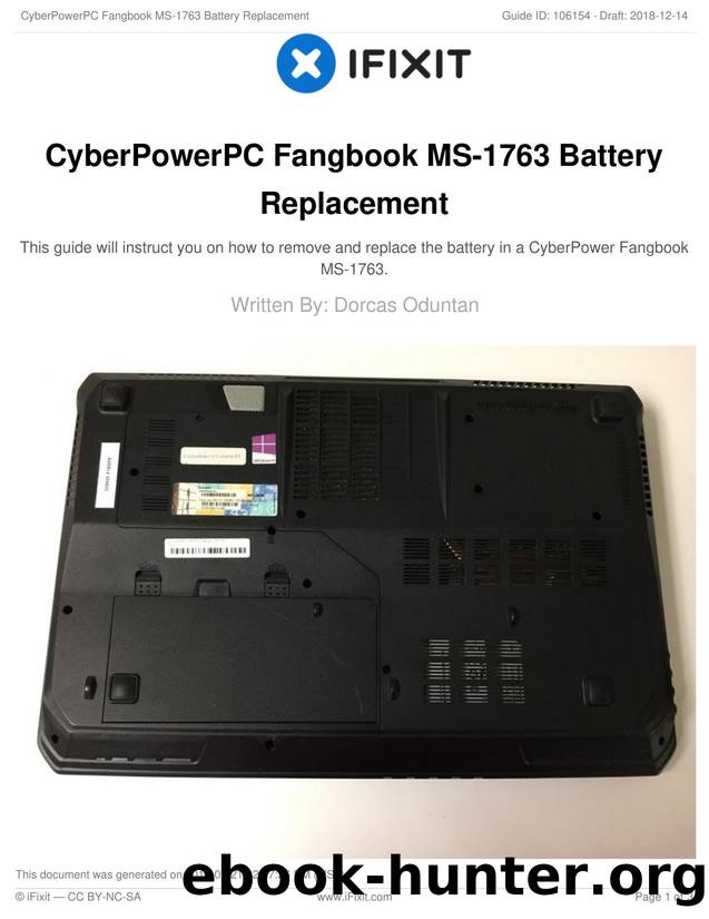 CyberPowerPC Fangbook MS-1763 Battery Replacement by Unknown