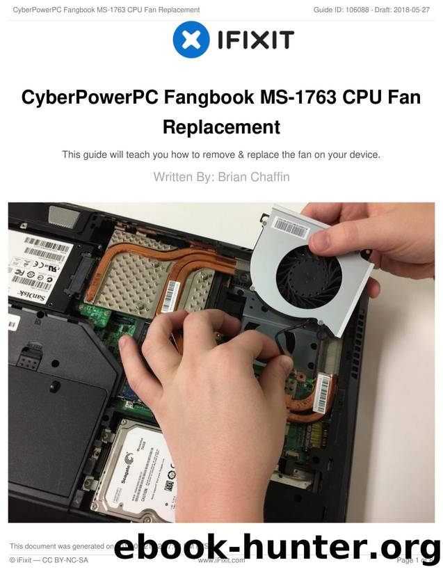 CyberPowerPC Fangbook MS-1763 CPU Fan Replacement by Unknown
