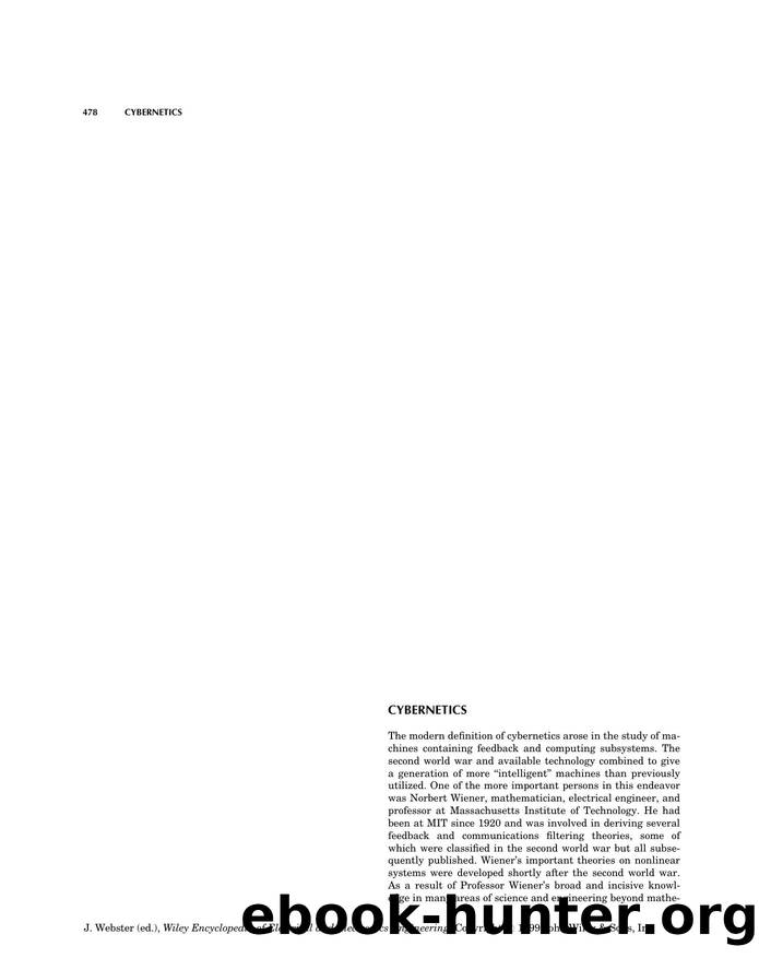 Cybernetics". In: Wiley Encyclopedia of Electrical and Electronics Engineering by Unknown