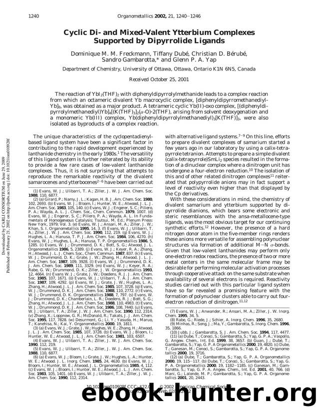 Cyclic Di- and Mixed-Valent Ytterbium Complexes Supported by Dipyrrolide Ligands by unknow