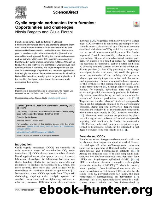 Cyclic organic carbonates from furanics: Opportunities and challenges by Nicola Bragato & Giulia Fiorani