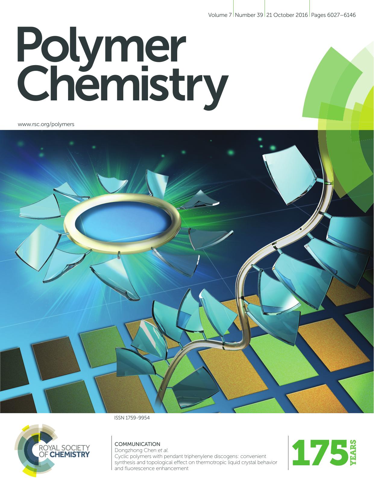 Cyclic polymers with pendant triphenylene discogens: convenient synthesis and topological effect on thermotropic liquid crystal behavior and fluorescence enhancement by Bin Mu Qian Li Xiao Li Shi Pan Yang Zhou Jianglin Fang Dongzhong Chen