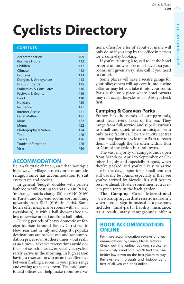 Cycling in France - Cyclists Directory, Transport & Safety (Chapter) by Lonely Planet
