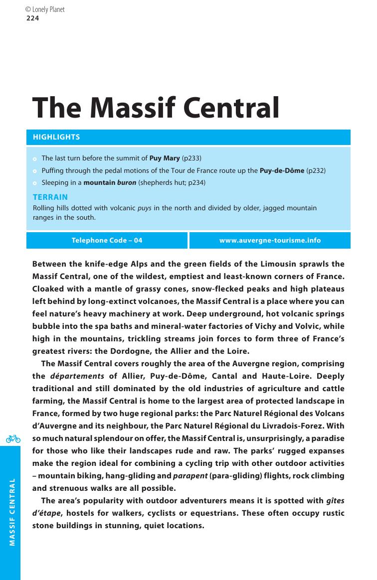 Cycling in France - The Massif Central (Chapter) by Lonely Planet