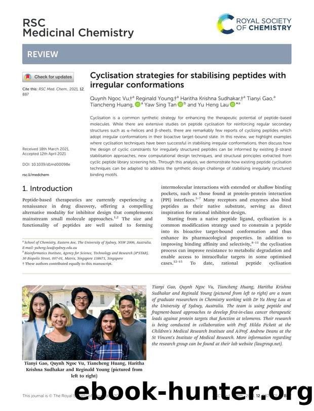 Cyclisation strategies for stabilising peptides with irregular conformations by unknow