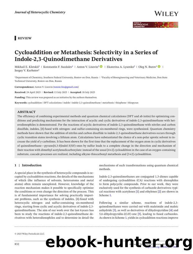 Cycloaddition or metathesis: selectivity in a series of indoleâ2,3âquinodimethane derivatives by Unknown