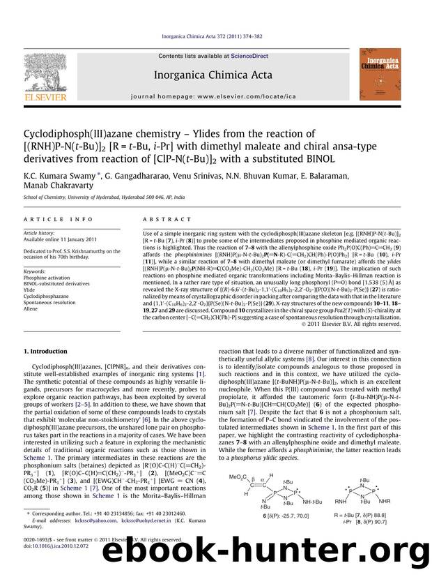 Cyclodiphosph(III)azane chemistry Ã¢â¬â Ylides from the reaction of [(RNH)P-N(t-Bu)]2 [R=t-Bu, i-Pr] with dimethyl maleate and chiral ansa-type derivatives from reaction of [ClP by unknow