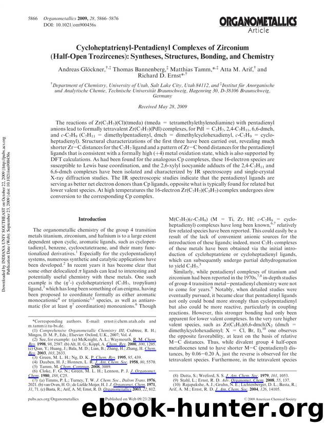 Cycloheptatrienyl-Pentadienyl Complexes of Zirconium (Half-Open Trozircenes): Syntheses, Structures, Bonding, and Chemistry by unknow
