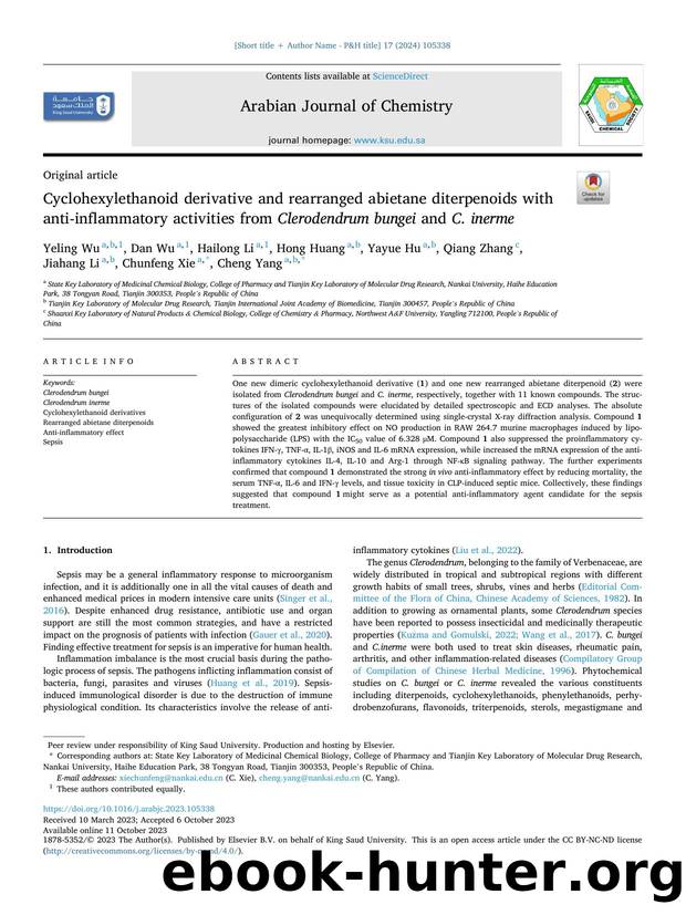 Cyclohexylethanoid derivative and rearranged abietane diterpenoids with anti-inflammatory activities from Clerodendrum bungei and C. inerme by Yeling Wu