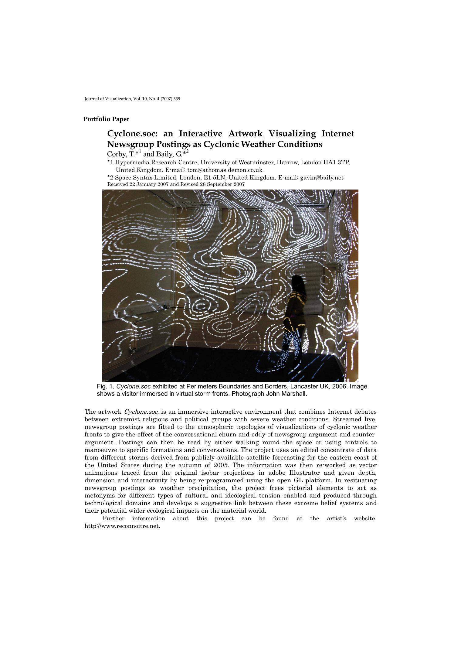 Cyclone.soc: an interactive artwork visualizing internet newsgroup postings as cyclonic weather conditions by Unknown