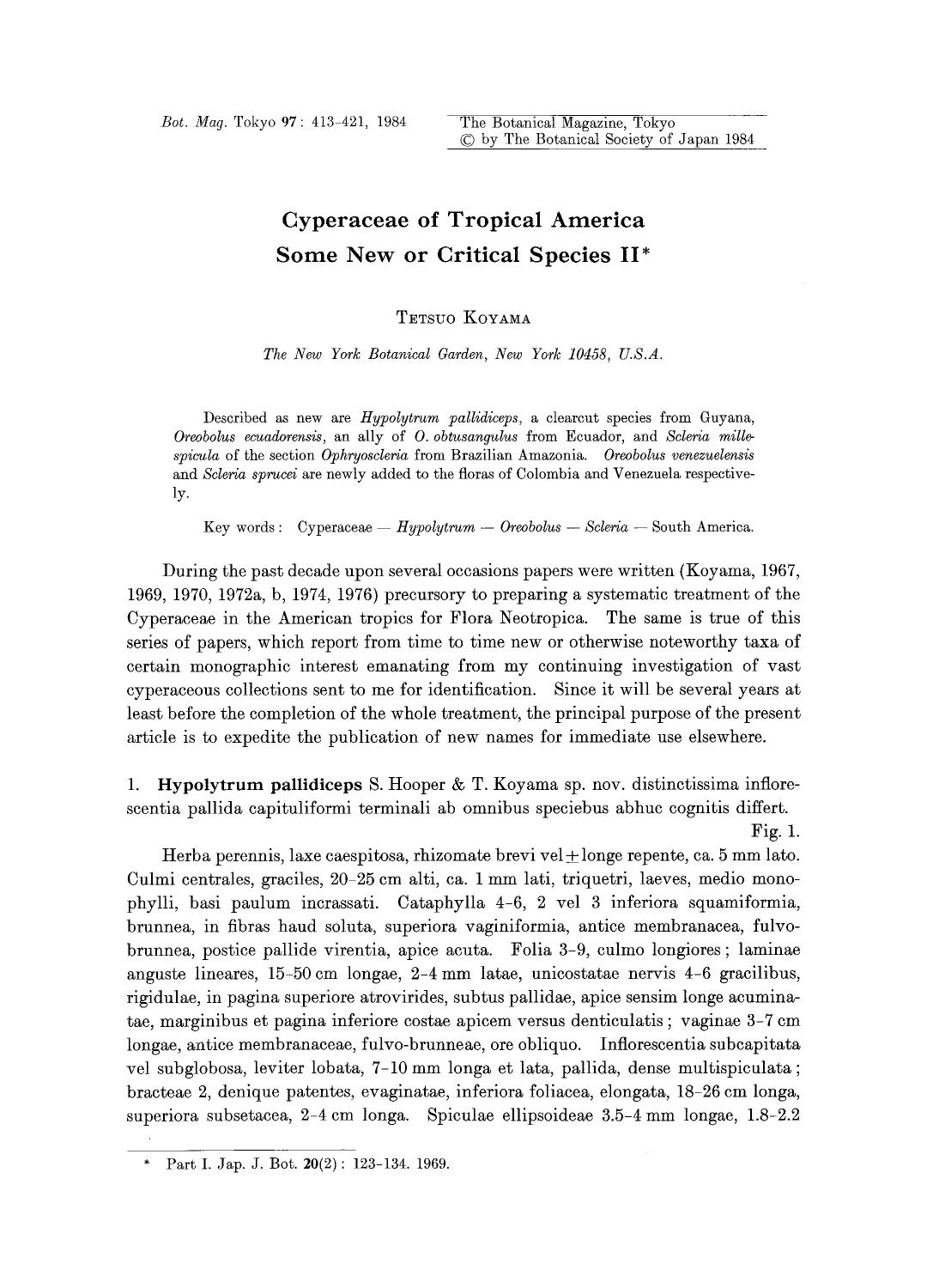 Cyperaceae of tropical America some new or critical species II by Unknown