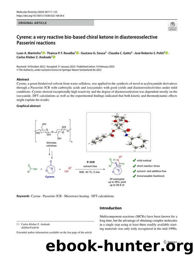 Cyrene: a very reactive bio-based chiral ketone in diastereoselective Passerini reactions by unknow