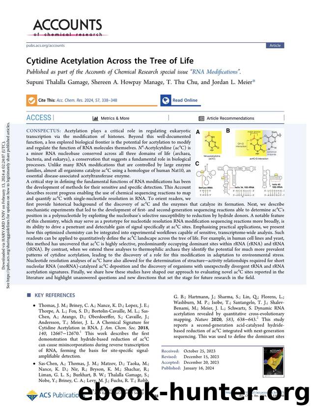 Cytidine Acetylation Across the Tree of Life by Supuni Thalalla Gamage Shereen A. Howpay Manage T. Thu Chu & Jordan L. Meier