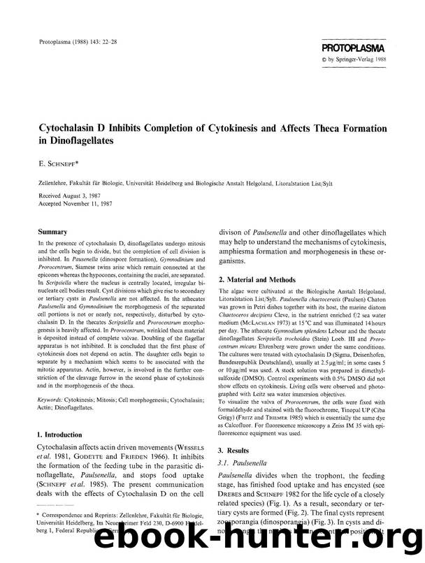 Cytochalasin D inhibits completion of cytokinesis and affects theca formation in dinoflagellates by Unknown