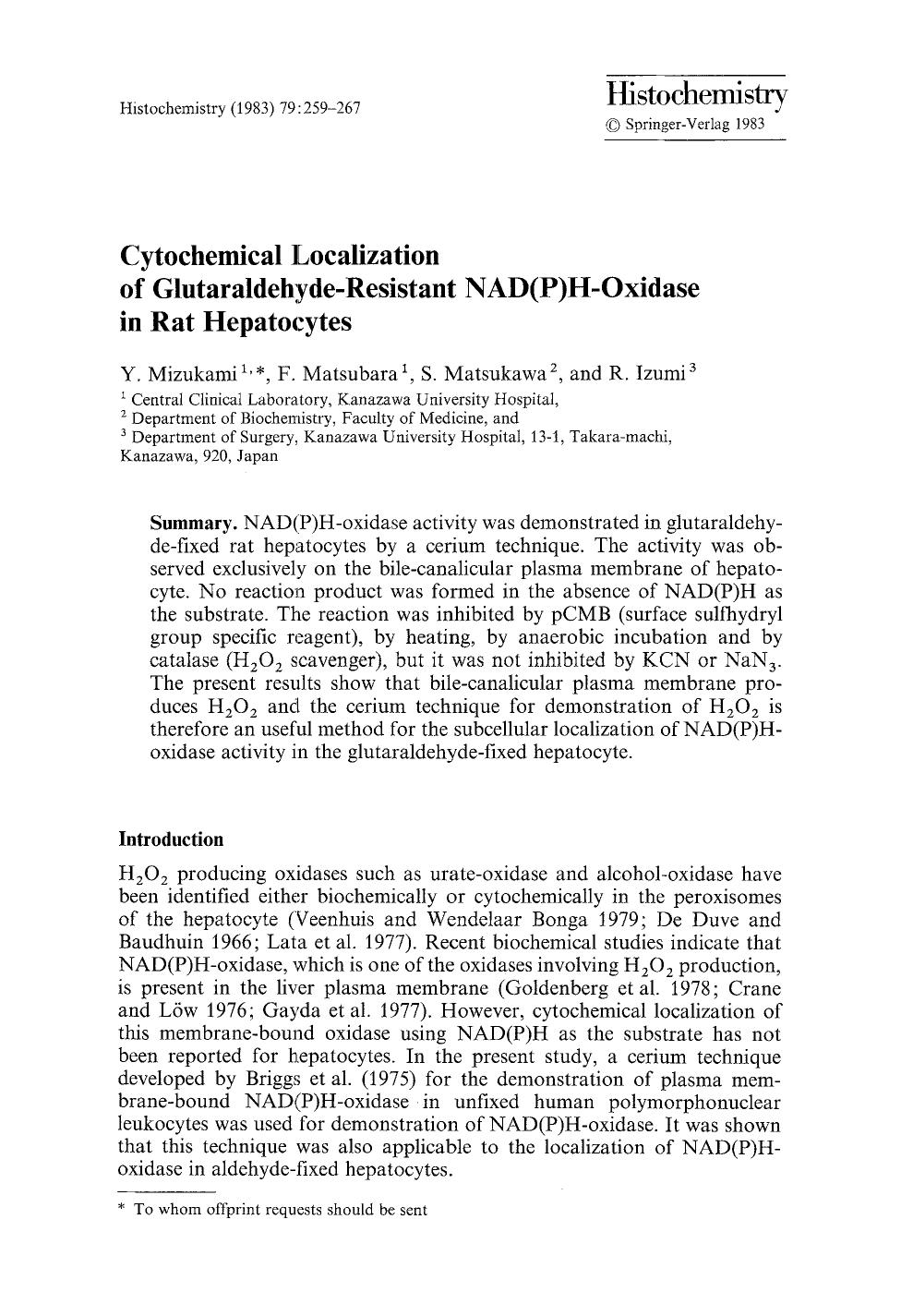 Cytochemical localization of glutaraldehyde-resistant NAD(P)H-oxidase in rat hepatocytes by Unknown