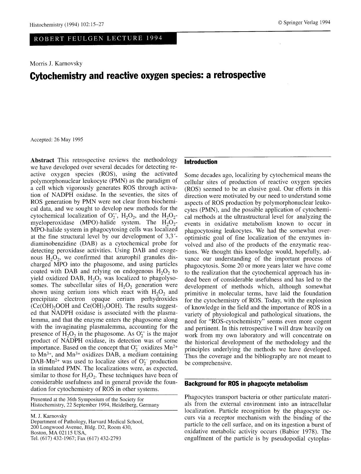 Cytochemistry and reactive oxygen species: a retrospective by Unknown