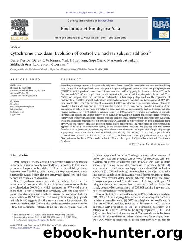 Cytochrome c oxidase: Evolution of control via nuclear subunit addition by unknow