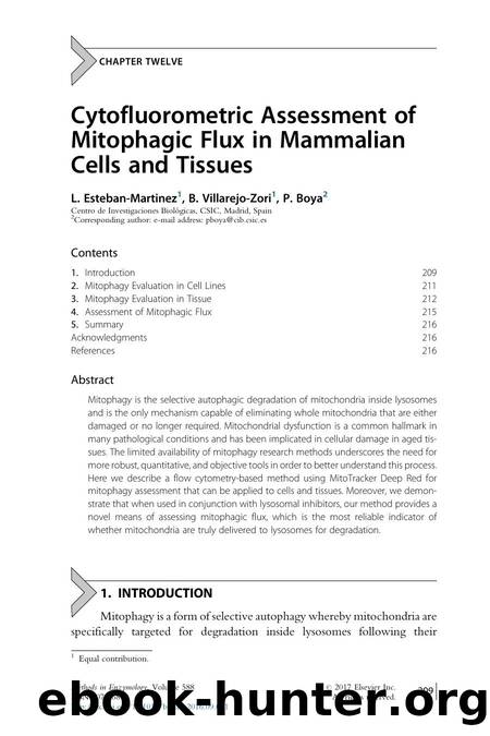 Cytofluorometric Assessment of Mitophagic Flux in Mammalian Cells and Tissues by L. Esteban-Martinez & B. Villarejo-Zori & P. Boya