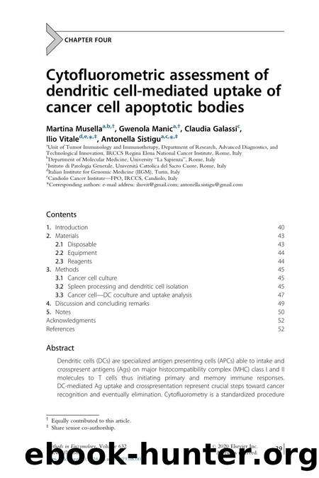 Cytofluorometric assessment of dendritic cell-mediated uptake of cancer cell apoptotic bodies by Martina Musella & Gwenola Manic & Claudia Galassi & Ilio Vitale & Antonella Sistigu