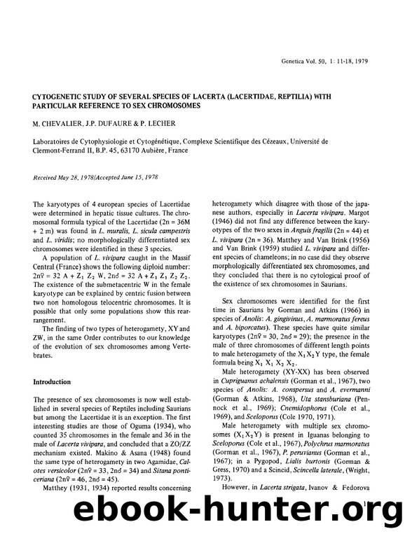 Cytogenetic study of several species of Lacerta (Lacertidae, Reptilia) with particular reference to sex chromosomes by Unknown
