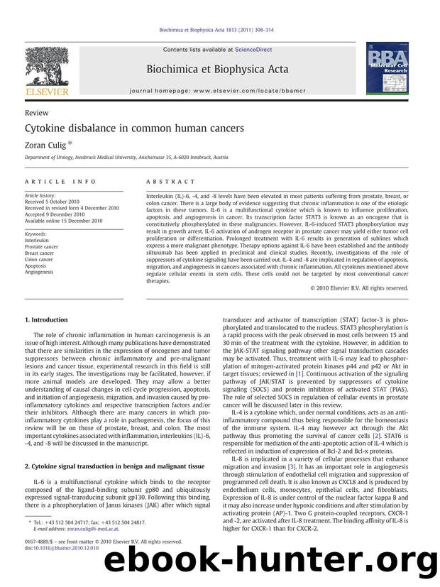 Cytokine disbalance in common human cancers by Zoran Culig
