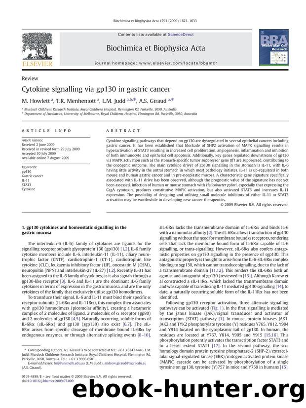 Cytokine signalling via gp130 in gastric cancer by M. Howlett; T.R. Menheniott; L.M. Judd; A.S. Giraud