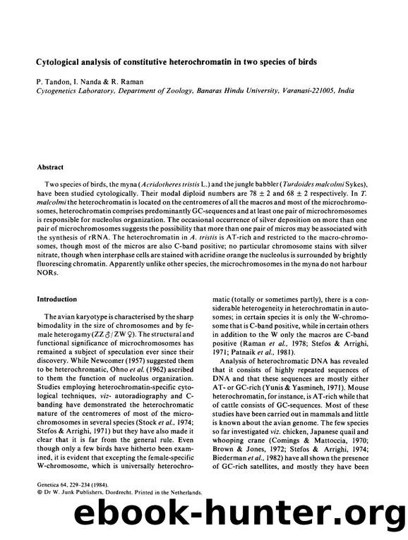 Cytological analysis of constitutive heterochromatin in two species of birds by Unknown