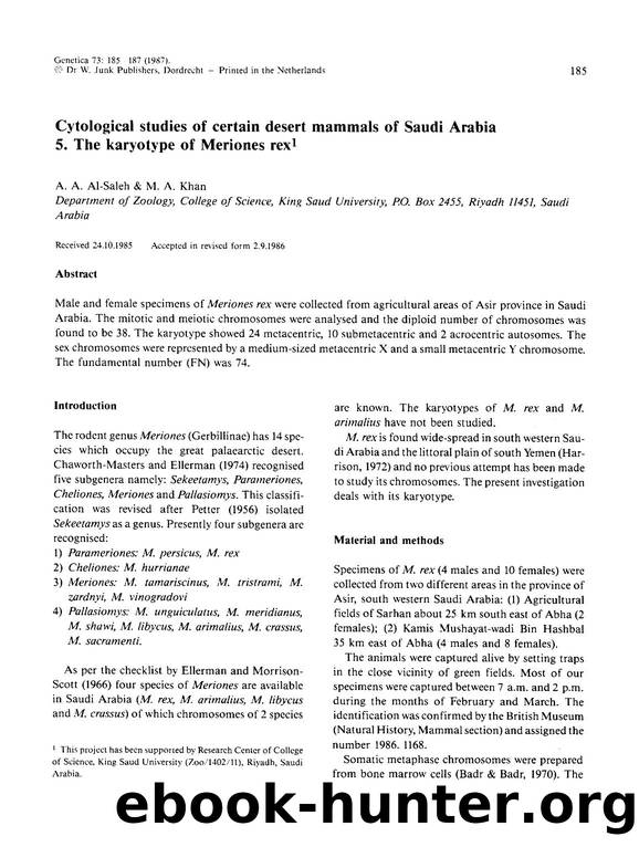 Cytological studies of certain desert mammals of Saudi Arabia 5. The karyotype of Meriones rex by Unknown