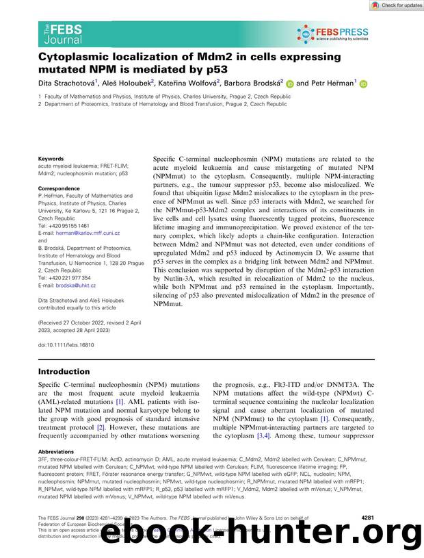 Cytoplasmic localization of Mdm2 in cells expressing mutated NPM is mediated by p53 by Unknown
