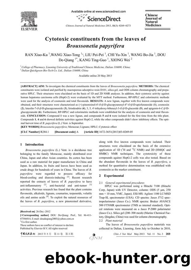 Cytotoxic constituents from the leaves of Broussonetia papyrifera by unknow