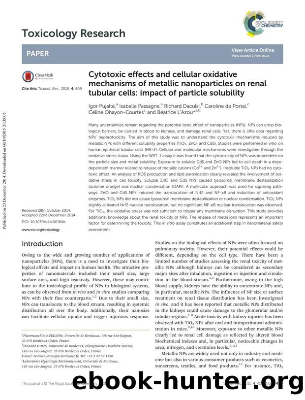 Cytotoxic effects and cellular oxidative mechanisms of metallic nanoparticles on renal tubular cells: impact of particle solubility by unknow