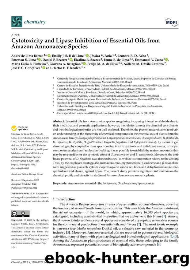 Cytotoxicity and Lipase Inhibition of Essential Oils from Amazon Annonaceae Species by unknow