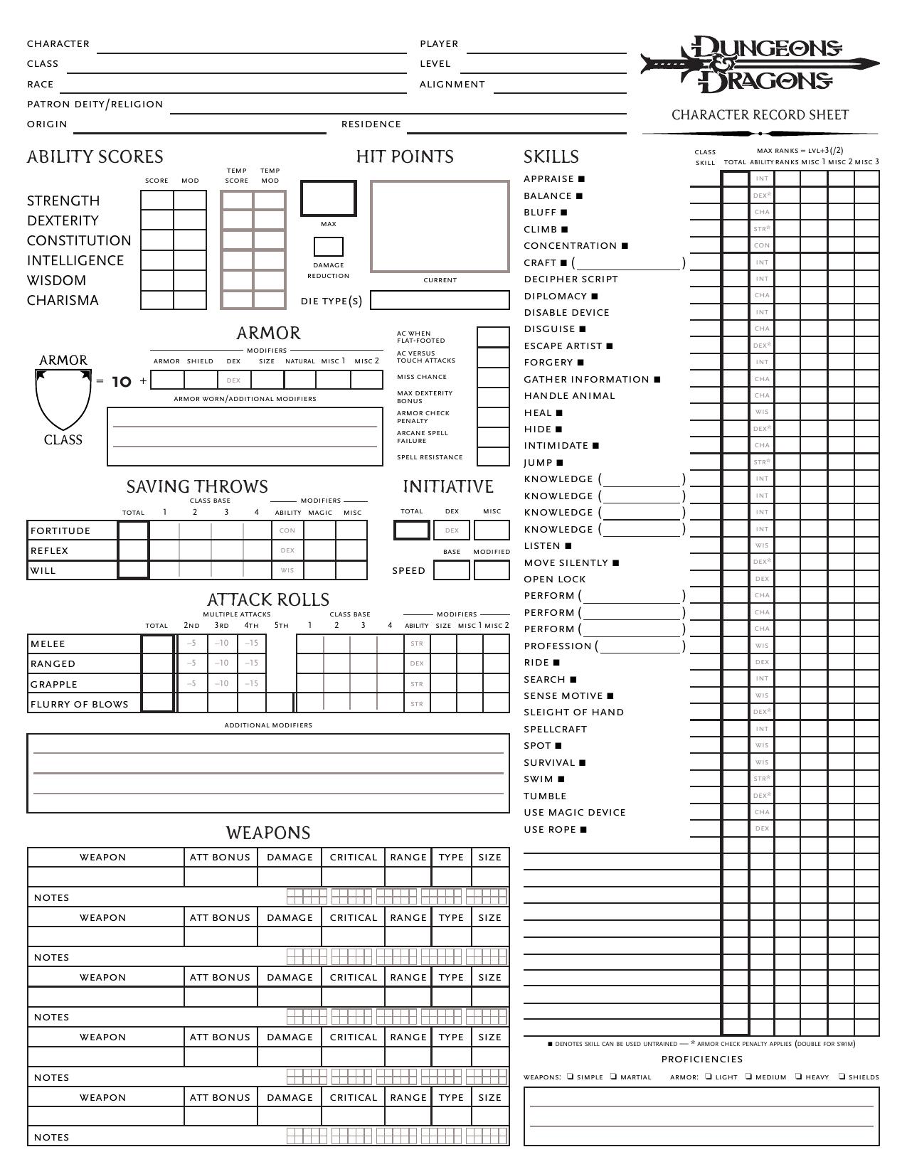 D&D Character Sheet 2.2, without psionics by Patrick Murphy A Mad Irishman Production (www.mad-irishman.net)