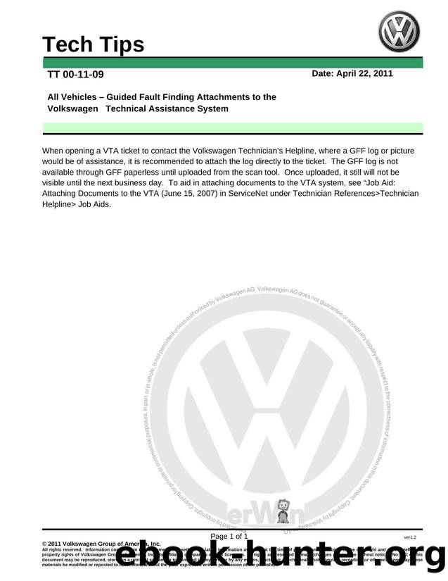 D3E80442D46-TT 00-11-09 All Vehicles â Guided Fault Finding Attachments to the Volkswagen   Technical Assistance System by Unknown