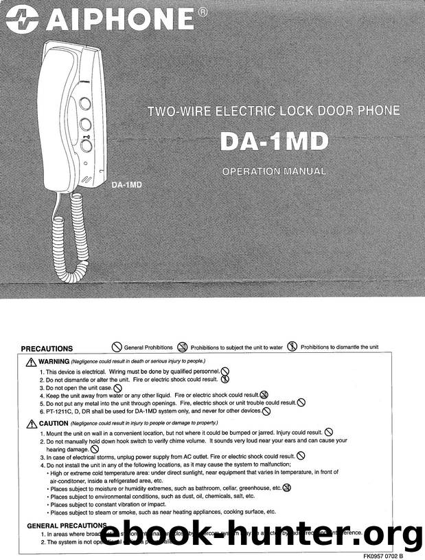 DA-1MD Operating Instructions by Unknown