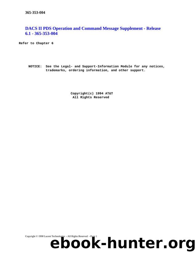 DACS II PDS Operation and Command Message Supplement - Release by Unknown
