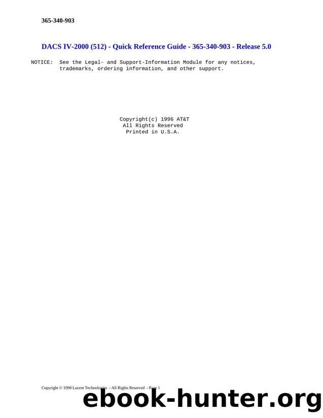 DACS IV-2000 (512) - Quick Reference Guide by Unknown