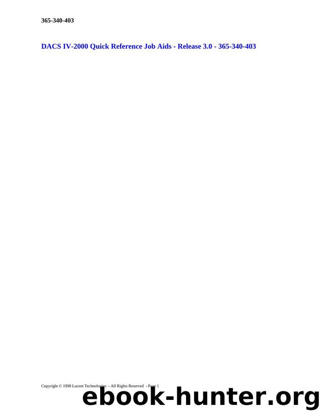 DACS IV-2000 Quick Reference Job Aids - Release 3.0 by Unknown