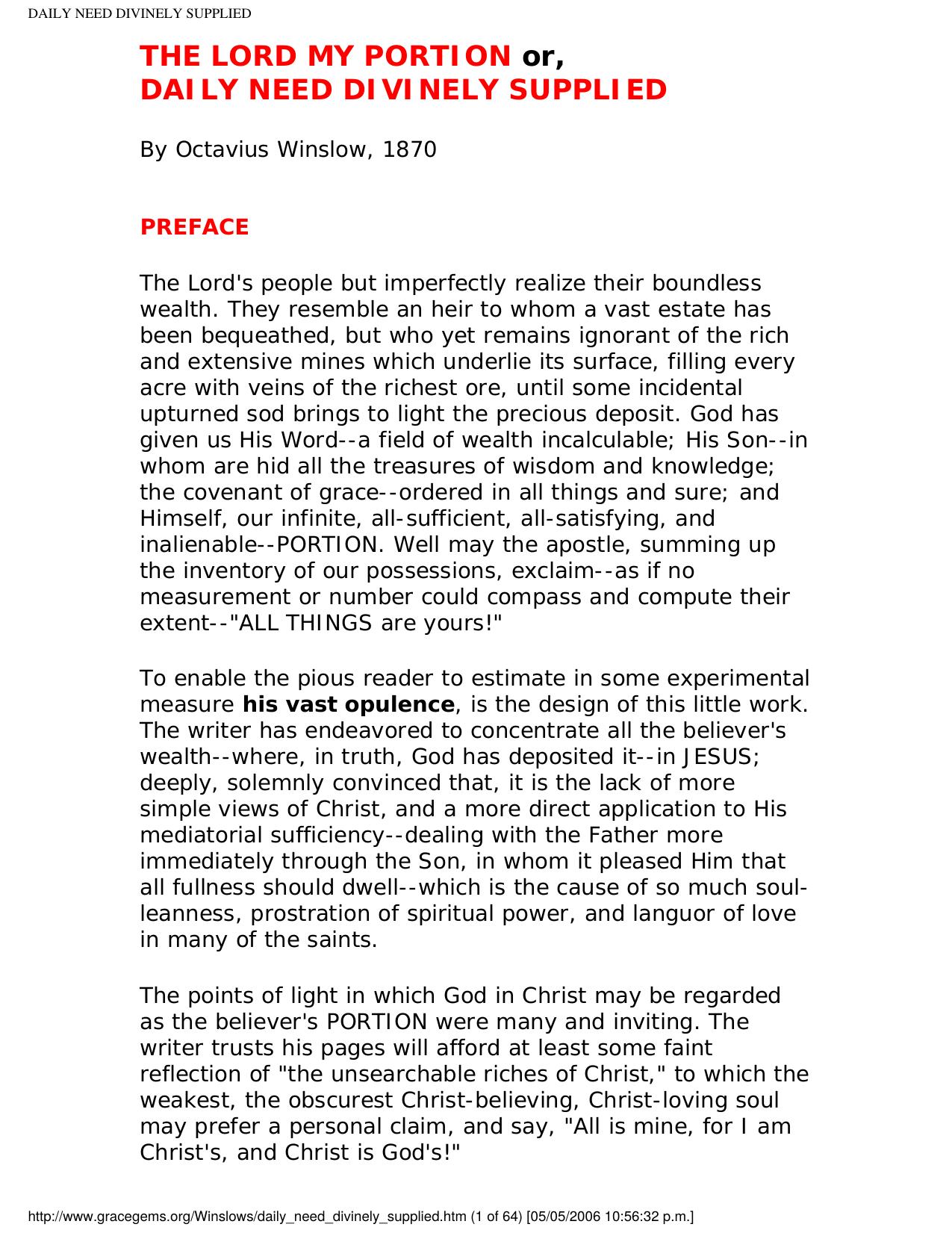 DAILY NEED DIVINELY SUPPLIED by Daily need divinely supplied (a)