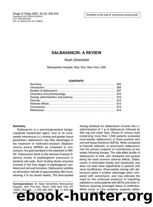 DALBAVANCIN: A REVIEW by Prous Science (c) 2007
