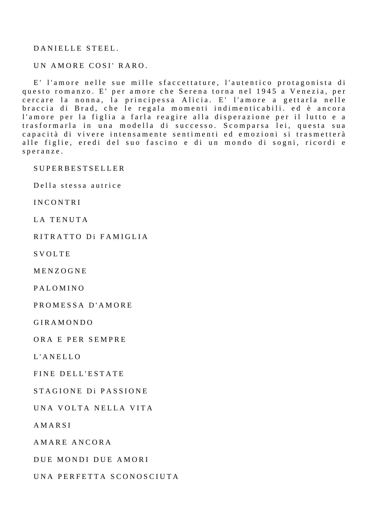 DANIELLE STEEL by Un amore così raro