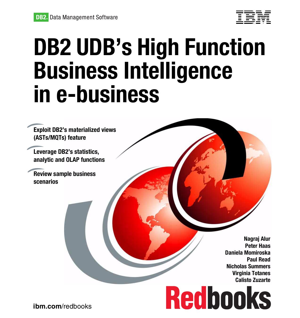 DB2 UDB's High-Function Business Intelligence in e-business by IBM Redbooks