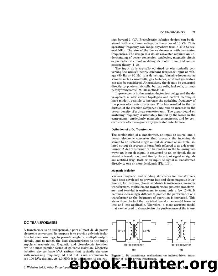 DC Transformers". In: Wiley Encyclopedia of Electrical and Electronics Engineering by Unknown