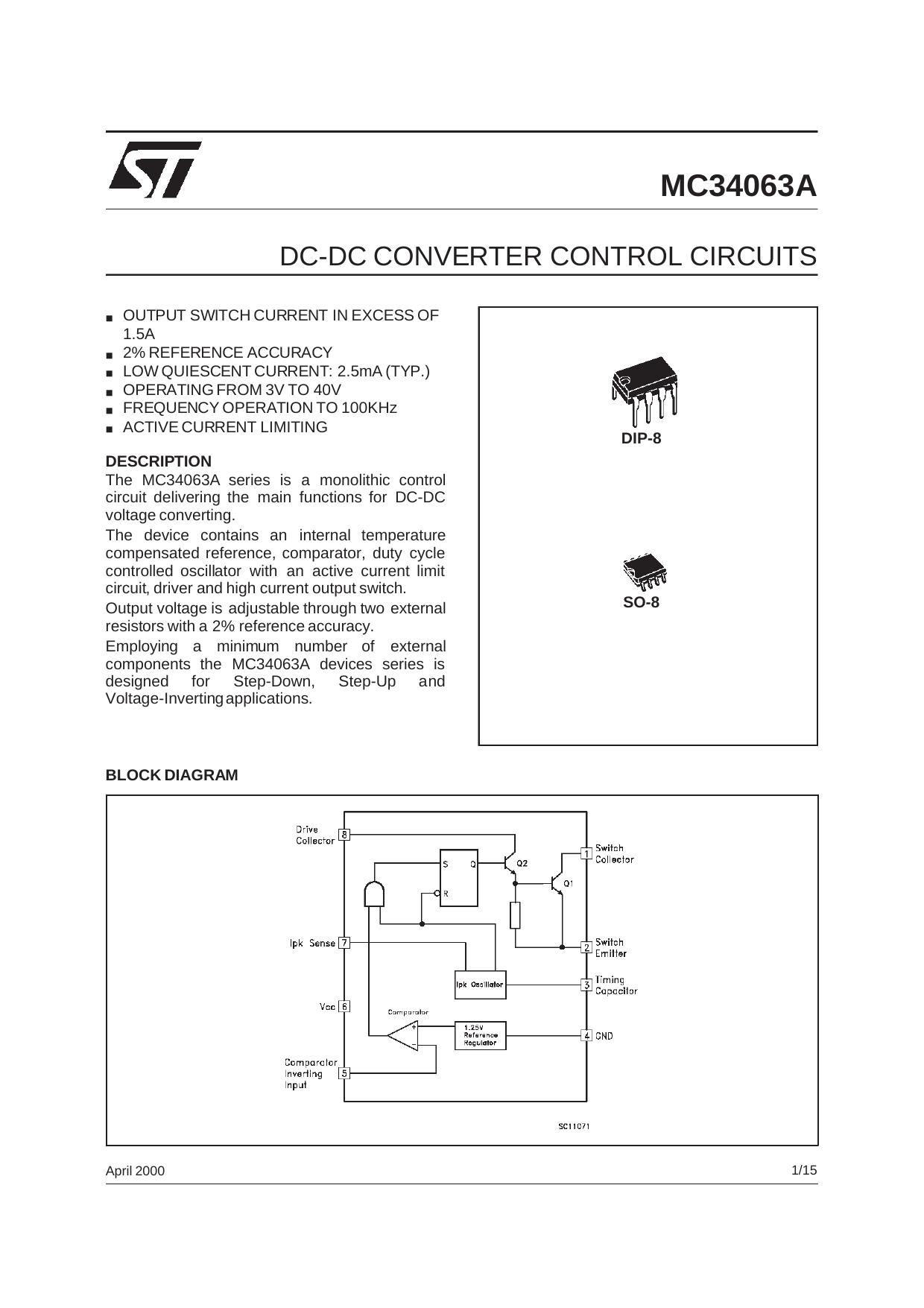 DC-DC CONVERTER CONTROL CIRCUITS by STMicroelectronics