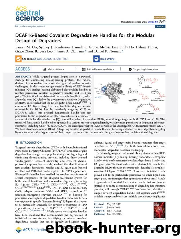 DCAF16-Based Covalent Degradative Handles for the Modular Design of Degraders by unknow