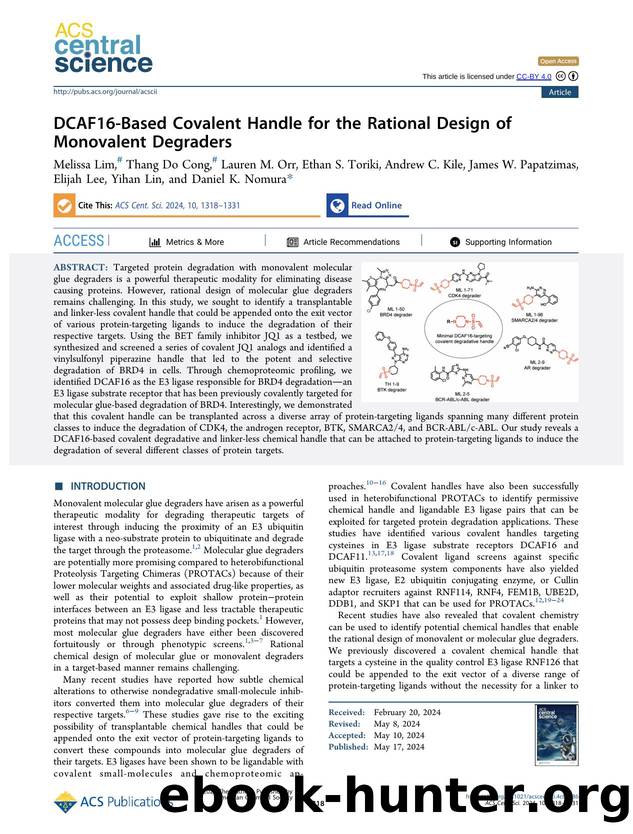 DCAF16-Based Covalent Handle for the Rational Design of Monovalent Degraders by unknow