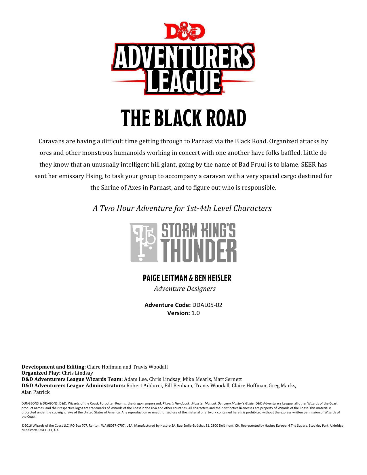 DDAL05-02 The Black Road by Unknown